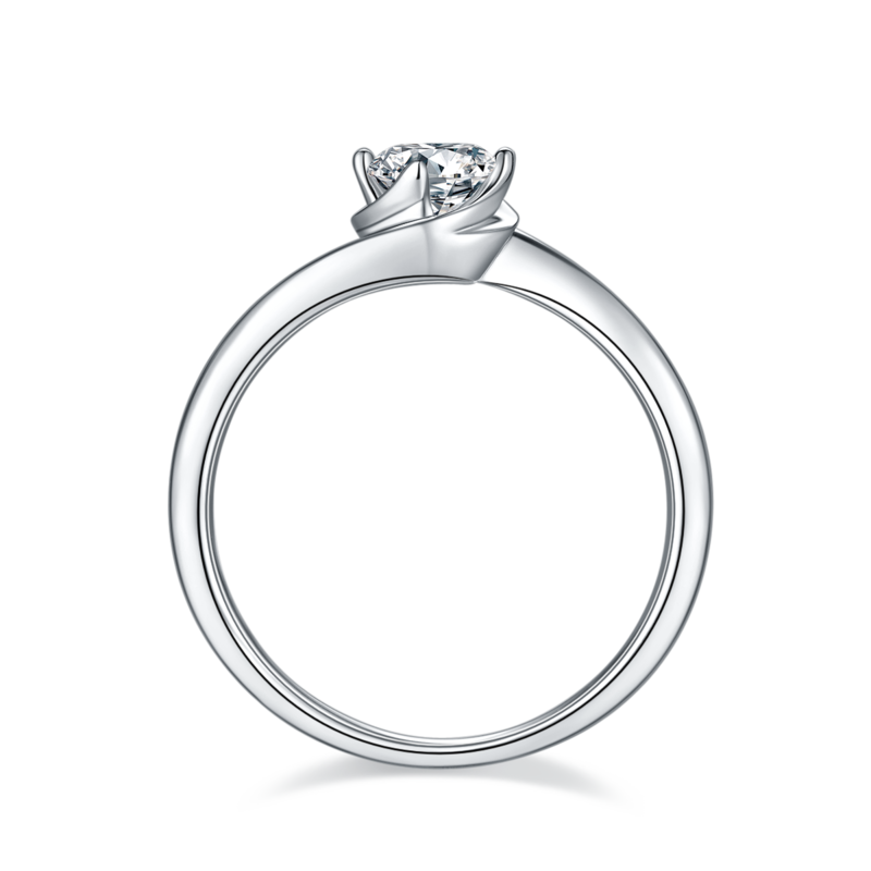 扭臂花蕾S925银镀白金MoissaniteWomen's Ring50分D级